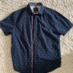 Mens Navy Short Sleeve button down shirt